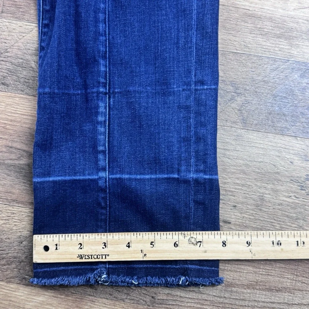 Parker Smith Womens Straight Leg Pleat Jeans‎ 12/31 Dark Wash Stretch Two-toned